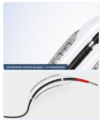 Segmented micro-blades / atherotomes and catheter side profile